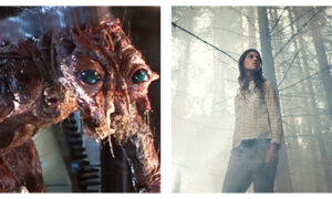 Stills from horror films The Fly, and Antichrist