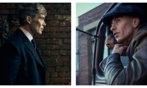 Cillian Murphy as Tommy Shelby and Barry Keoghan in promotional stills for Peaky Blinders: The Immortal Man.