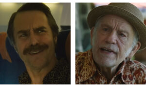 Stills of Sam Rockwell and John Malkovich in the trailer for Wild Horse Nine