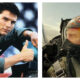 Stills of Tom Cruise in Top Gun (left) and Top Gun: Maverick (right)