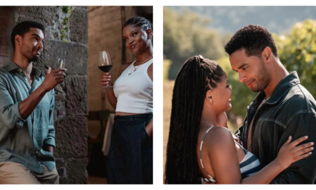 Stills of Halle Bailey and Regé-Jean Page in You, Me & Tuscany