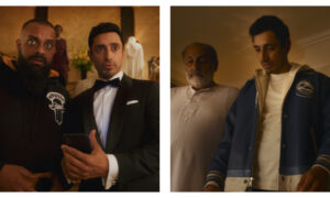 Stills of Riz Ahmed and the wider cast of Prime Video's Bait