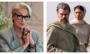 Meryl Streep in The Devil Wears Prada 2 (left) and Matt Damon with Zendaya in The Odyssey (right)