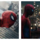 Stills of Tom Holland in costume as Spider-Man, alongside Zendaya as MJ