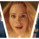 From left to right, Jo Martin in costume as the Fugitive Doctor, Billie Piper post-regeneration amid an orange glow, and David Tennant's 14th Doctor standing by a wooden fence in a woodland area