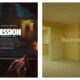 A side-by-side comparison of two horror film images. On the left, a movie poster for "Obsession" shows a man in a car looking at an object, with a dark silhouette in a doorway in the background. On the right, the title card for "Backrooms" depicts an eerie, empty, yellowish office corridor with the text "Backrooms" across the centre.