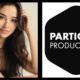 Split graphic featuring a smiling woman with long, wavy brown hair on the left, and a black hexagonal logo on the right containing white text that reads "PARTICLE 6 PRODUCTIONS".