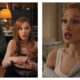 On the left, Ariana Grande in a lie detector scene from Focker In-Law next to Robert De Niro. On the right, a close-up from the same film of Ariana Grande looking shocked in a grey hoodie.