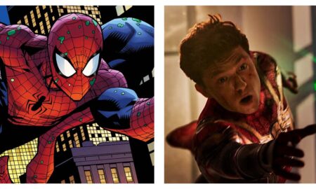 Comic Spider-Man and Tom Holland Spider-Man