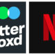 Side-by-side logos of Letterboxd and Netflix. On the left, the Letterboxd logo features orange, green, and blue overlapping circles above the white text "Letterboxd" on a dark grey background. On the right, the Netflix logo shows a large, red three-dimensional letter "N" centred on a black background.
