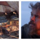 Alt-Text: Side-by-side comparison of John William Waterhouse's painting Ulysses and the Sirens, featuring a man tied to a ship's mast surrounded by bird-like sirens, next to a close-up film still of Matt Damon as Odysseus with a beard looking upwards.