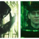 A 50/50 split image from two Marvel Studios properties. On the left, a cloaked Dr Doom clenches his first in front of a green backdrop. On the right, Tom Hiddlestone's Loki in his horned helmet sits in front of a glowing green backdrop.