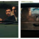 Side-by-side view of the main cast of The Inbetweeners looking solemn inside Simon's yellow Fiat Cinquecento, alongside a shot of the number "3" wiped into the dirty rear windscreen.